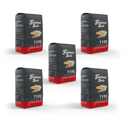 Teichners' Beste - Weizenmehl Type 1 Mischung mit inaktiver Lievito Madre Naturhefe Bundle (5x1kg)